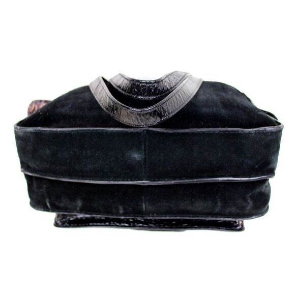 BICA CHEIA BLACK CRINKLED GENUINE LEATHER SUEDE TOTE SHOULDER BAG HANDBAG PURSE - Picture 6 of 10